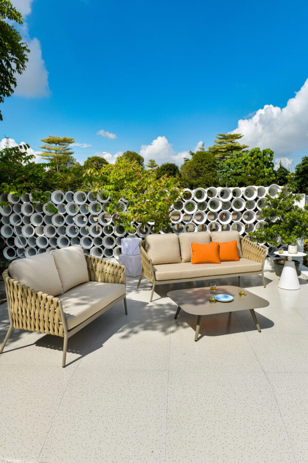 Aegean Outdoor Sofa - Imported Fabric Cushions, Waterproof Teslin Webbing (Single/Two/Three-Seater) N9065S