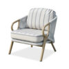 Looku Single-Seater Sofa - Retro Grey Wood Grain, Outdoor Teslin Webbing with Sunbrella Stripe Waterproof Cushions N2406S