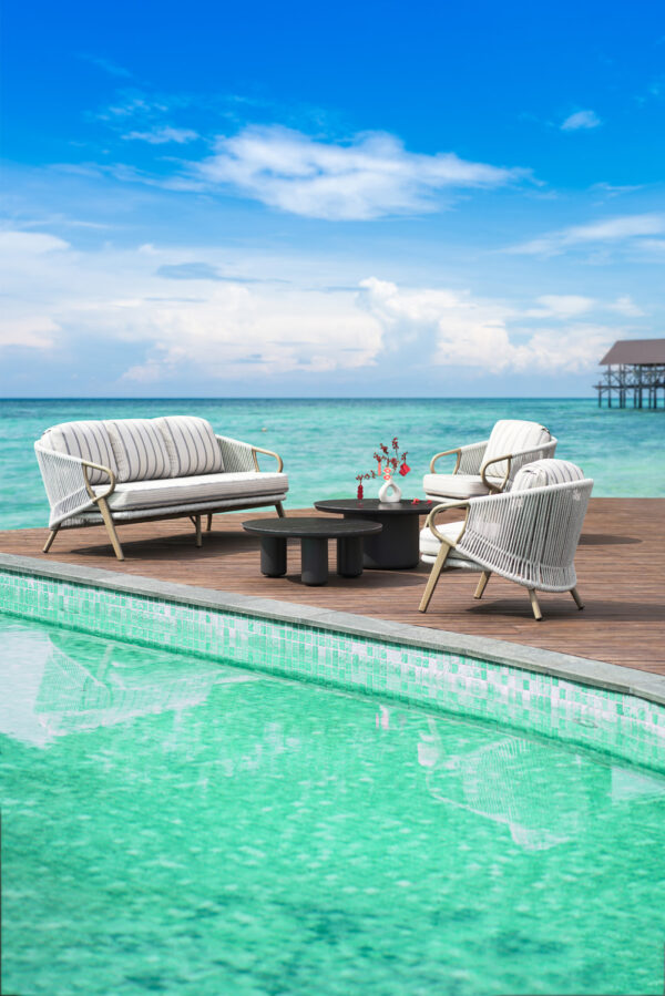 仰望沙发 大朗 爱丽芬茶桌 (109)(2) Drum Teak Coffee Table - Φ80xH38cm, Natural Imported Teak Top, Outdoor Sand Texture Coating (Avocado Green/Carbon Grey/White/Havana Red) N2402