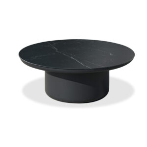 大朗茶桌 (3) 白底2 Drum Coffee Table - Sintered Stone Top Φ80xH38cm, Outdoor Sand Texture Coating (Avocado Green/Carbon Grey) N2402