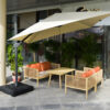 木榕府沙发 (25) Woodseat Outdoor Set - Single/Two-Seater Sofa & Coffee Table, Oak Finish with Sunbrella Cushions