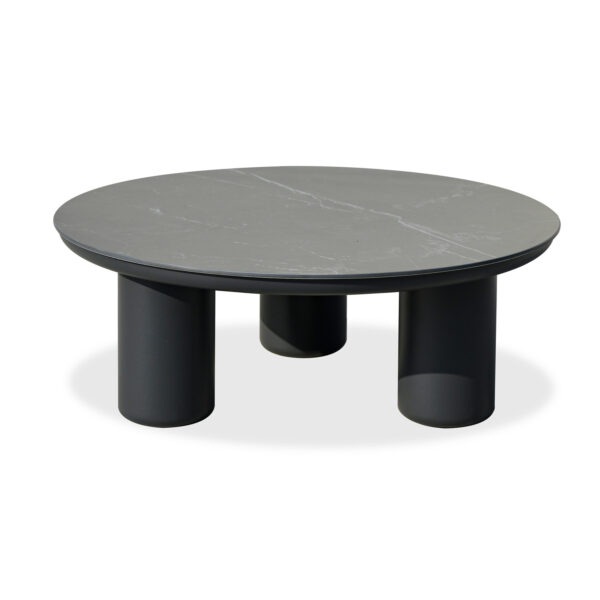 爱丽芬茶桌 (2) 白底 Elephant Coffee Table - Sintered Stone Top Φ80xH31cm, Outdoor Sand Texture Coating (Avocado Green/Carbon Grey/White)N2403