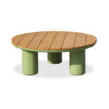爱丽芬茶桌 浅绿色 白底 Elephant Teak Coffee Table - Φ80xH31cm, Natural Imported Teak Top, Outdoor Sand Texture Coating (Avocado Green/Carbon Grey/White) N2403