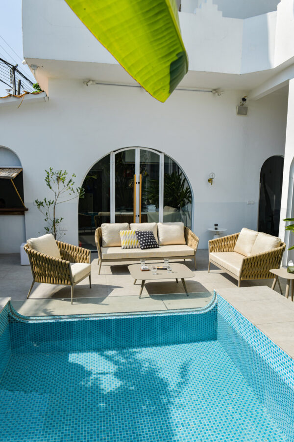 Aegean Outdoor Sofa - Imported Fabric Cushions, Waterproof Teslin Webbing (Single/Two/Three-Seater) N9065S