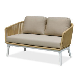豆豆沙发 白黄色 (12) 白底 Dodo Aluminum Rattan Two-Seater SofaN2302D